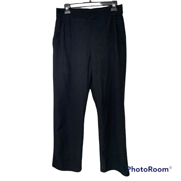 LL Bean Womens Size Medium Classic Black Fleece Back Casual Pants Inseam 27.5 - Picture 1 of 9
